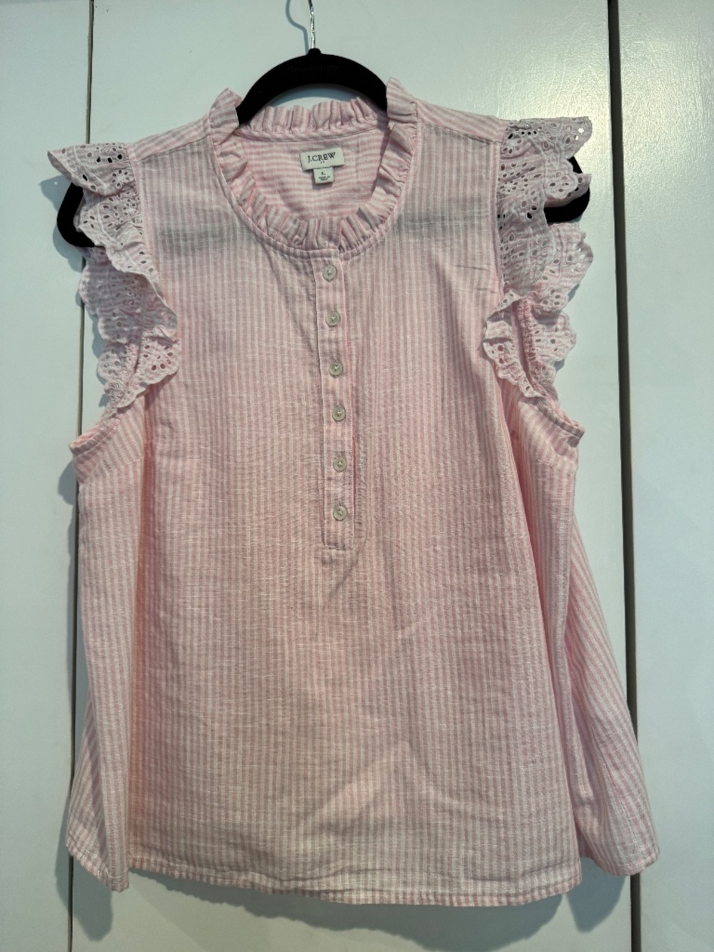 J. Crew Stripped cap-sleeve top. Like new. Size large.